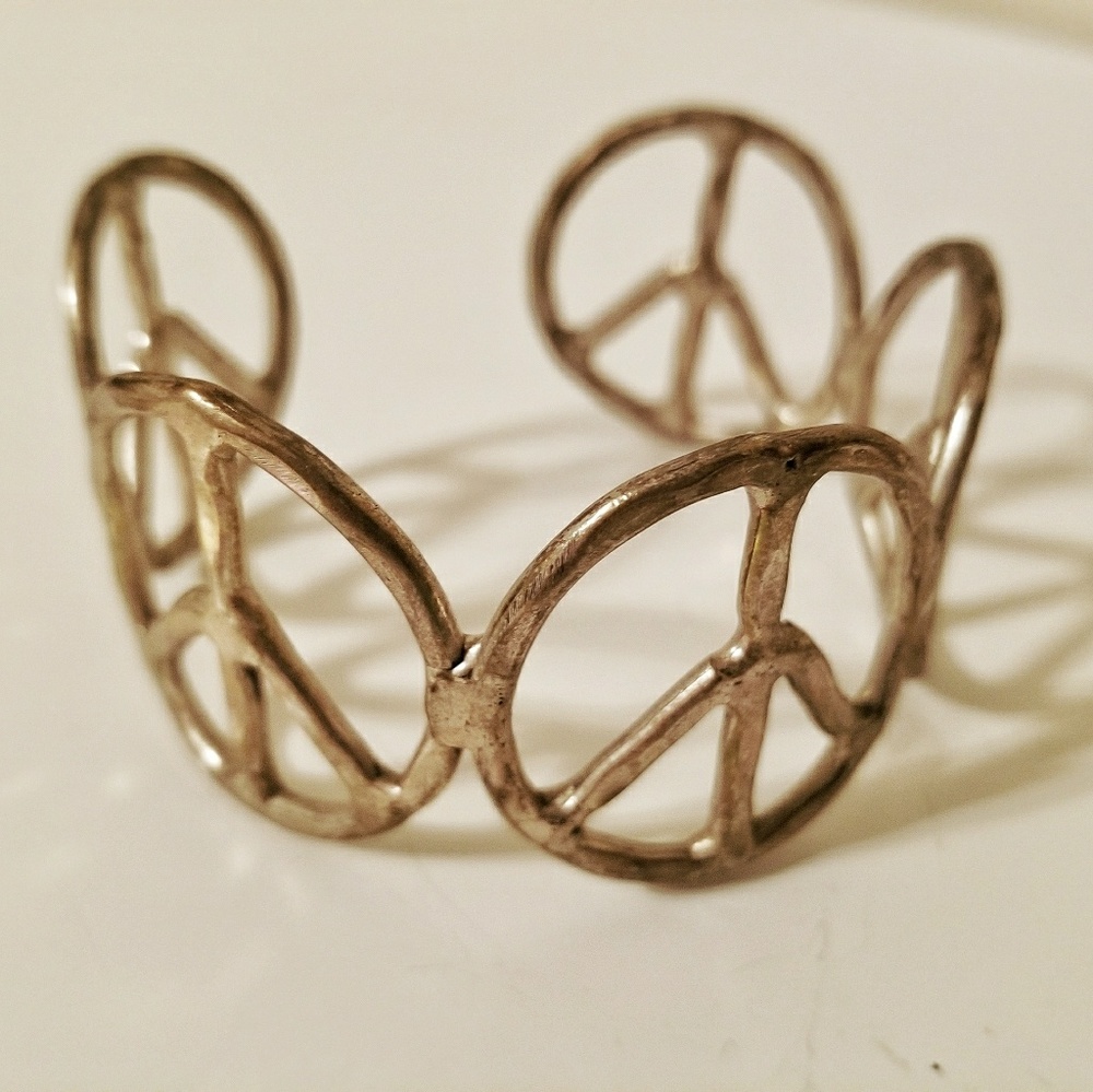 Handmade Metal Peace Sign Cuff